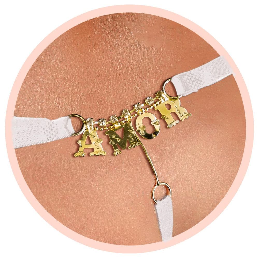 Calcinha Sexy Com Palavras Eróticas E Strass - Imagem 3