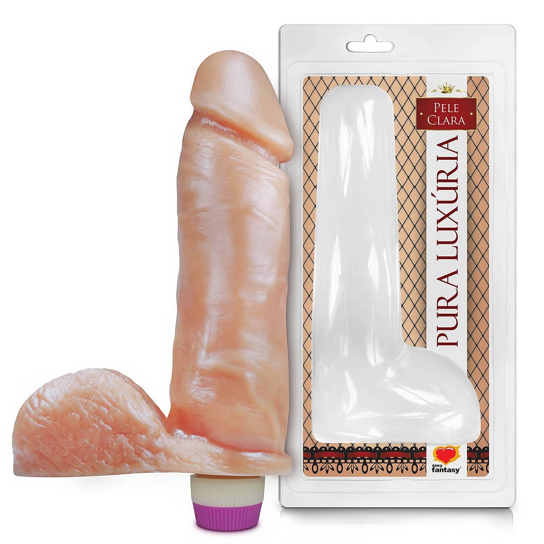 Pênis Realístico C/ Escroto E Vibro 20,5X4,7Cm