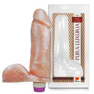 Pênis Realístico C/ Escroto E Vibro 20,5X4,7Cm