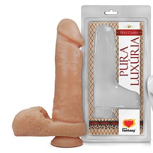 Pênis Realístico Com Escroto Vibro E Ventosa 20,5X4,7Cm