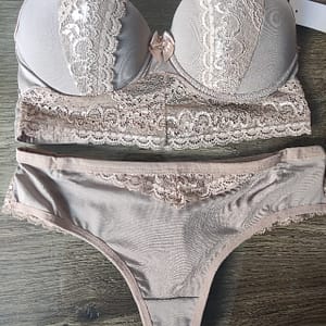 Conjunto Lingerie Microfibra Com Base Em Renda
