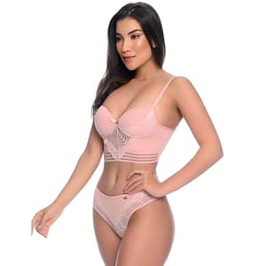 Conjunto Microfibra Com Detalhes Em Renda Cropped