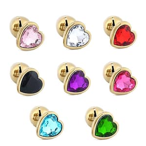 Plug Anal Coração Dourado Com Pedras Coloridas