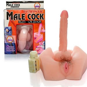 Pênis e Vagina Hermafrodita Em Cyberskin Com Vibrador