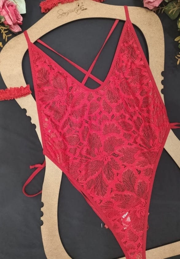 Body Transparente Em Rendão Sensual