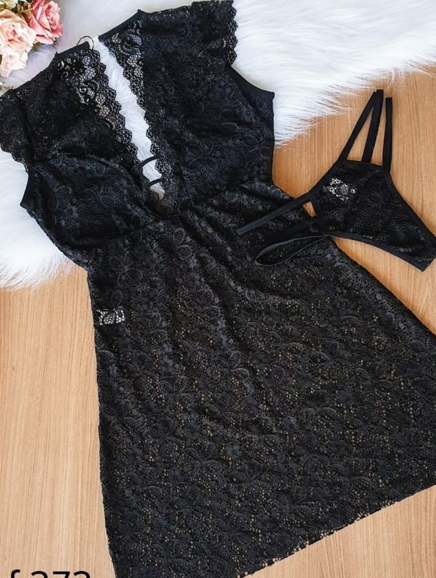 Camisola Sensual Toda Em Rendao - Imagem 3