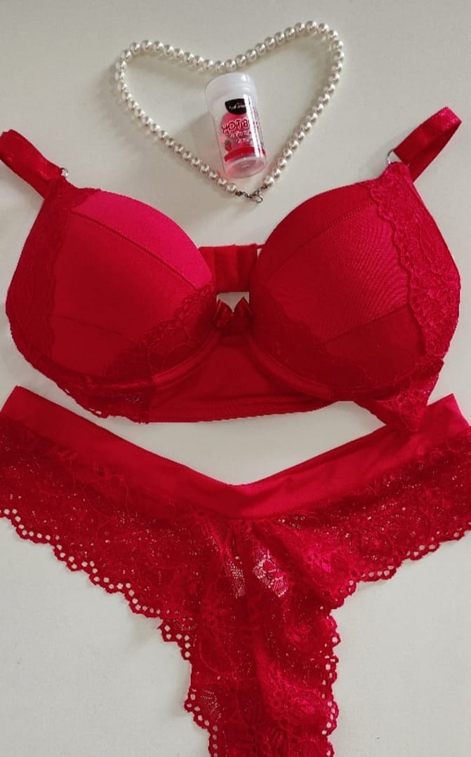 Conjunto Em Microfibra Com Renda E Calcinha Caleçon