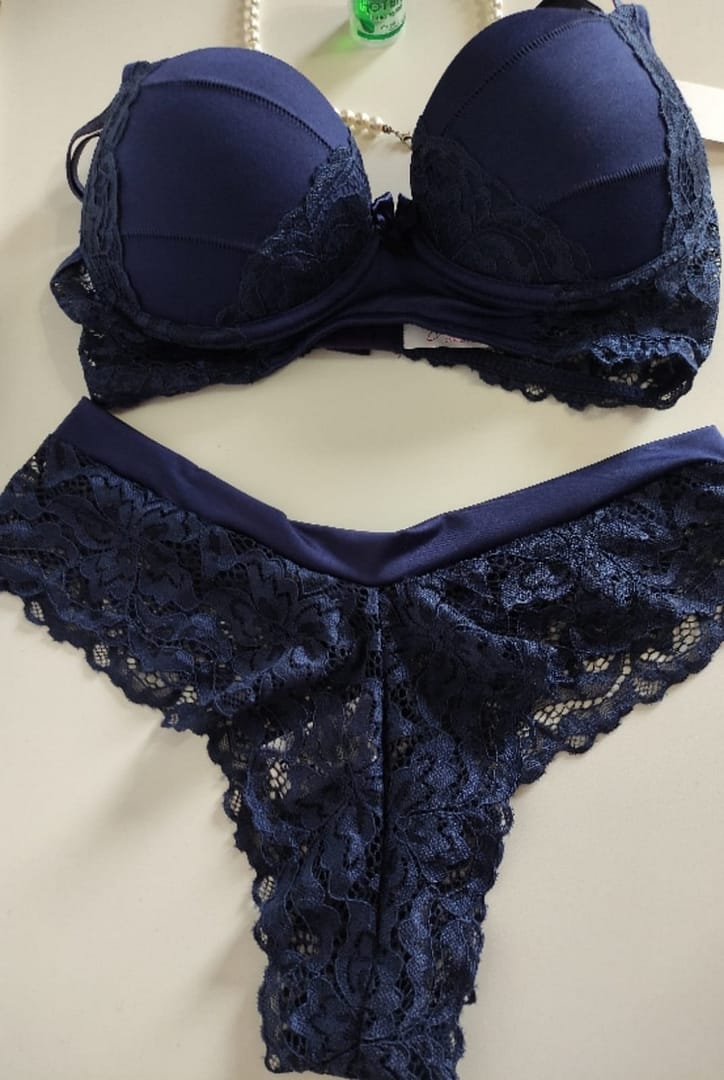 Conjunto Em Microfibra Com Renda E Calcinha Caleçon - Imagem 2