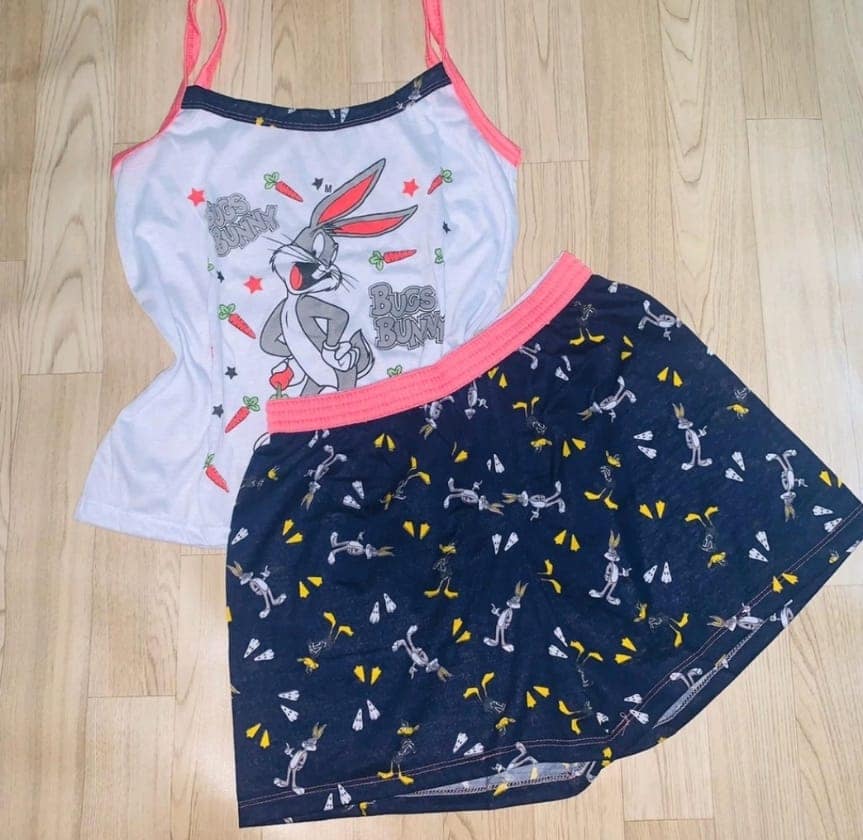 Pijama Baby Doll Em Malha Estampado